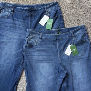 LOT of 2 NWT Halara Flex Denim Womens 2X Inseam 29" Pull On Stretch Straight Leg